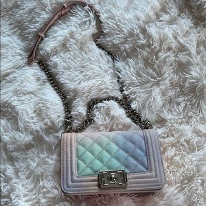 Ombre pastel quilted faux leather crossbody